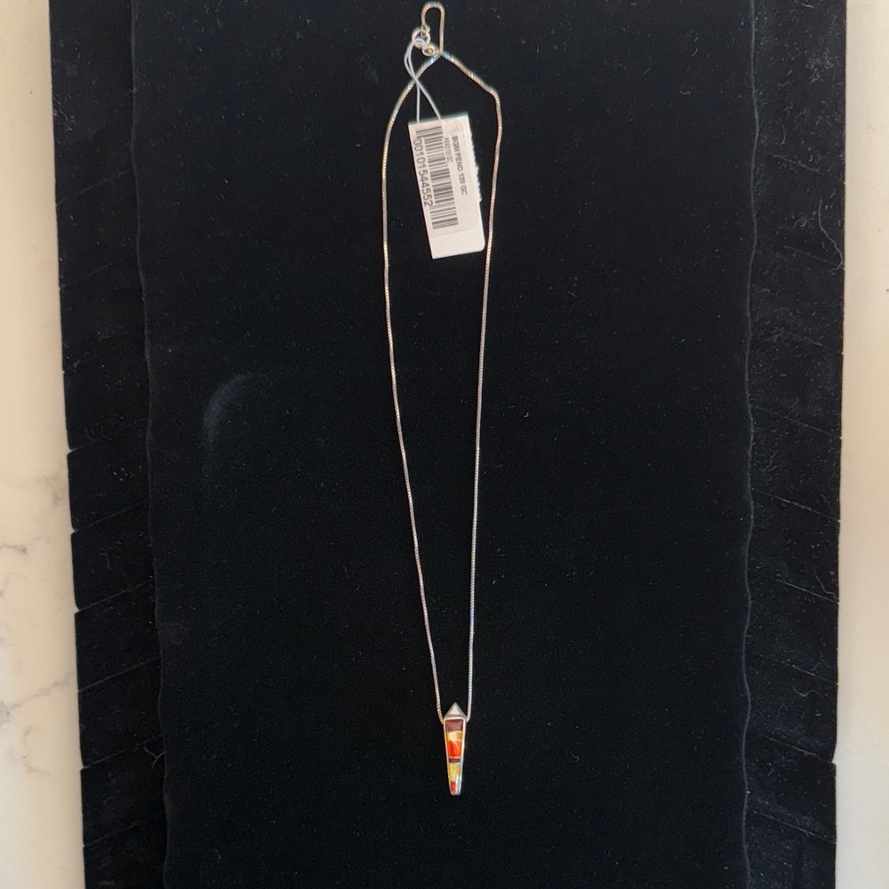 Elegant Silver Necklace with Multicolor Pendant